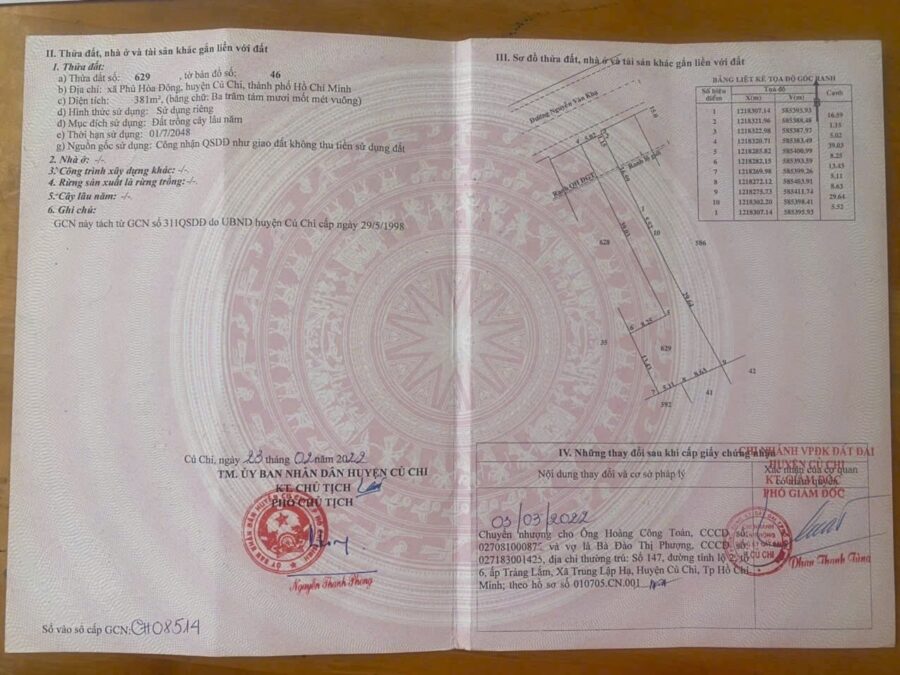 Đất mặt tiền Nguyễn Văn Khạ, 381m2 (5,2mx57m), hướng Đông Bắc